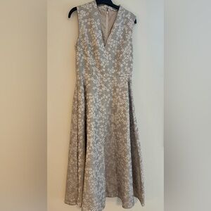 Monsoon Beige and White Patterned Dress